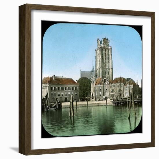 The Rom Canal and the Church, Dordrecht (Netherlands), 1883-Leon, Levy et Fils-Framed Photographic Print