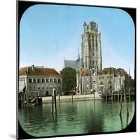 The Rom Canal and the Church, Dordrecht (Netherlands), 1883-Leon, Levy et Fils-Mounted Photographic Print