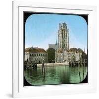 The Rom Canal and the Church, Dordrecht (Netherlands), 1883-Leon, Levy et Fils-Framed Photographic Print