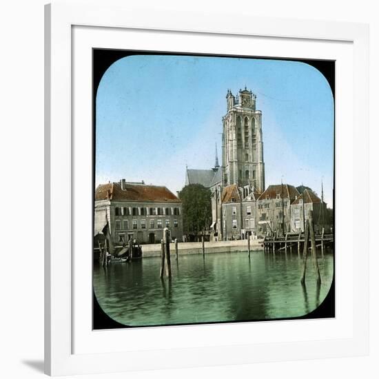 The Rom Canal and the Church, Dordrecht (Netherlands), 1883-Leon, Levy et Fils-Framed Photographic Print