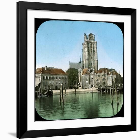 The Rom Canal and the Church, Dordrecht (Netherlands), 1883-Leon, Levy et Fils-Framed Photographic Print