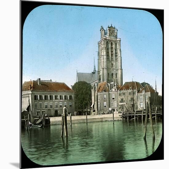 The Rom Canal and the Church, Dordrecht (Netherlands), 1883-Leon, Levy et Fils-Mounted Photographic Print