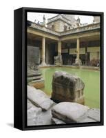 The Roman Baths, Bath, Avon, England, UK-Fraser Hall-Framed Stretched Canvas