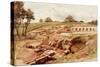 The Roman Baths, Chesters, North Tyne (North View) (Bodycolour, Pencil and W/C on Paper)-Charles Richardson-Stretched Canvas
