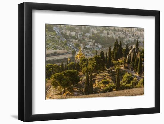 The Roman Catholic Church of Dominus Flevit and the Russian Church of Mary Magdalene from the Mount-Massimo Borchi-Framed Photographic Print