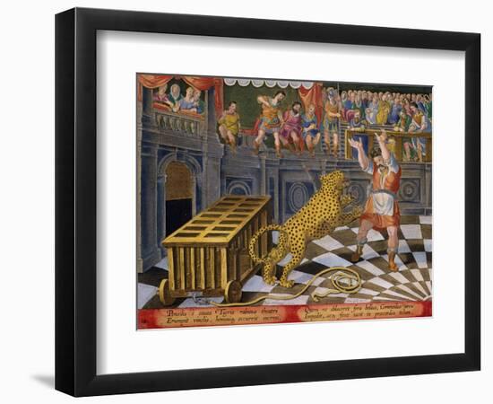 The Roman Emperor Commodus Fires an Arrow to Subdue a Leopard Which Has Escaped-Jan van der Straet-Framed Premium Giclee Print