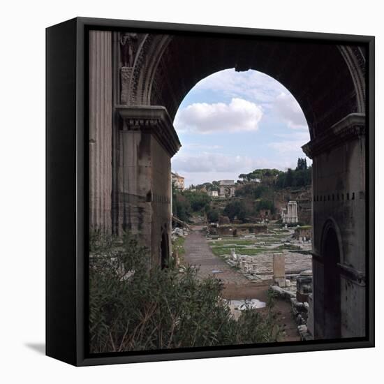 The Roman Forum and Arch of Septimus Severus, 3rd Century-CM Dixon-Framed Stretched Canvas