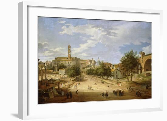 The Roman Forum and the Campidoglio Seen from the Arch of Constantine, 1751-Giovanni Paolo Pannini-Framed Giclee Print