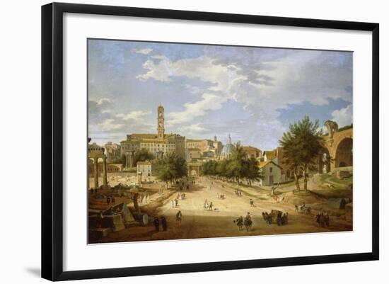 The Roman Forum and the Campidoglio Seen from the Arch of Constantine, 1751-Giovanni Paolo Pannini-Framed Giclee Print