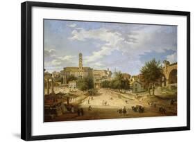 The Roman Forum and the Campidoglio Seen from the Arch of Constantine, 1751-Giovanni Paolo Pannini-Framed Giclee Print