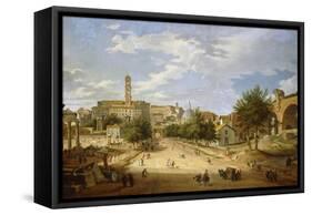 The Roman Forum and the Campidoglio Seen from the Arch of Constantine, 1751-Giovanni Paolo Pannini-Framed Stretched Canvas