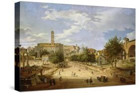 The Roman Forum and the Campidoglio Seen from the Arch of Constantine, 1751-Giovanni Paolo Pannini-Stretched Canvas