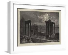 The Roman Forum by Moonlight-Charles Auguste Loye-Framed Giclee Print