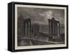 The Roman Forum by Moonlight-Charles Auguste Loye-Framed Stretched Canvas