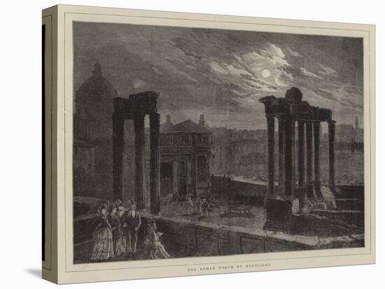 The Roman Forum by Moonlight-Charles Auguste Loye-Stretched Canvas