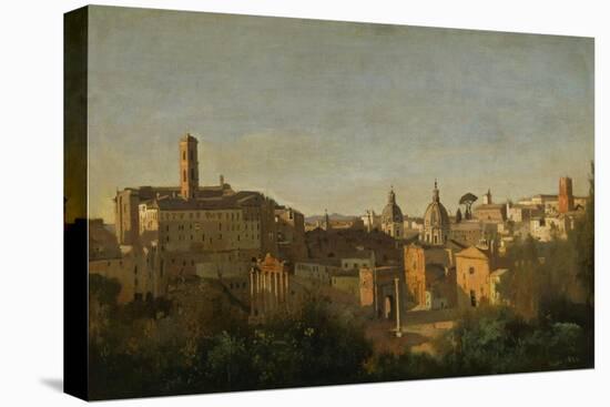 The Roman Forum Seen from the Farnese Gardens-Jean-Baptiste-Camille Corot-Stretched Canvas