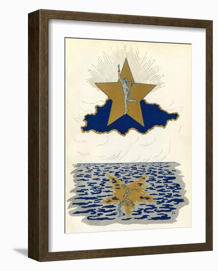 The Roman God Mercury Silhouetted Against a Star-null-Framed Art Print