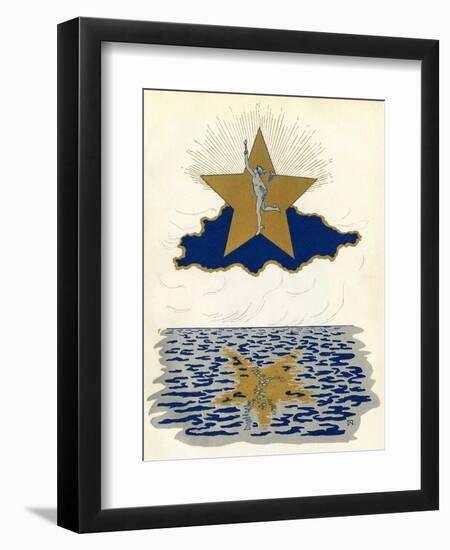 The Roman God Mercury Silhouetted Against a Star-null-Framed Art Print