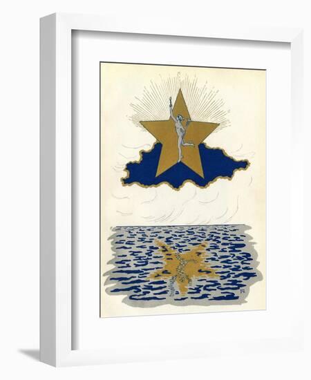 The Roman God Mercury Silhouetted Against a Star-null-Framed Art Print