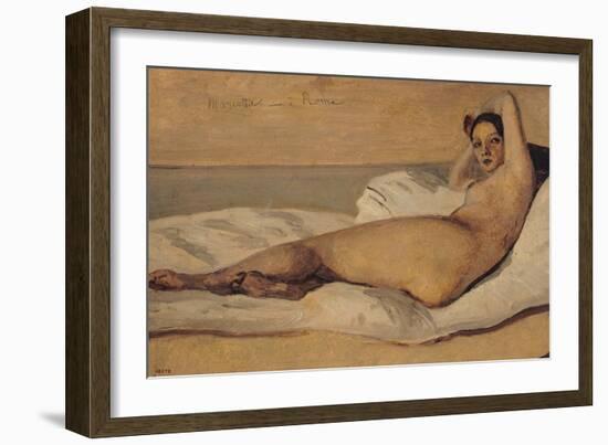 The Roman Odalisque (Marietta) 1843-Jean-Baptiste-Camille Corot-Framed Giclee Print