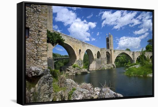 The Romanesque Bridge, Besalu, Catalonia, Spain-Rob Cousins-Framed Stretched Canvas