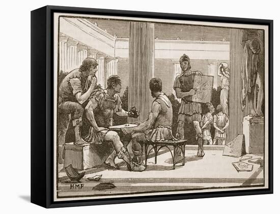 The Romans at Corinth (Litho)-English-Framed Stretched Canvas