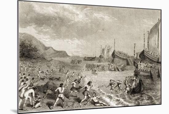 The Romans Landing on the Island of Mallorca in 123 BC-Spanish School-Mounted Giclee Print