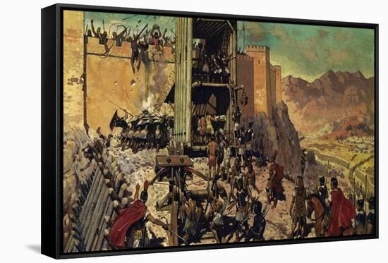 The Romans Spent Months Building a Ramp and a Siege Tower-Alberto Salinas-Framed Stretched Canvas