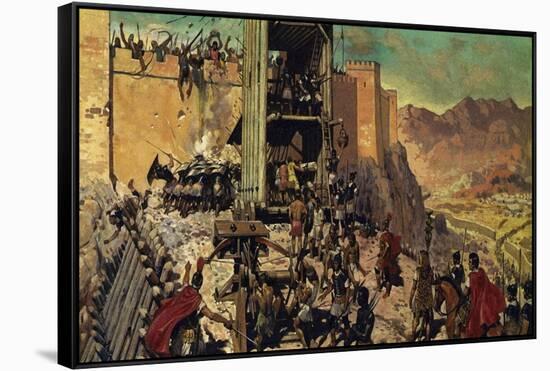 The Romans Spent Months Building a Ramp and a Siege Tower-Alberto Salinas-Framed Stretched Canvas
