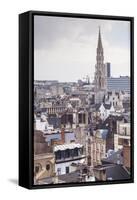 The Rooftops and Spire of the Town Hall in the Background, Brussels, Belgium, Europe-Julian Elliott-Framed Stretched Canvas