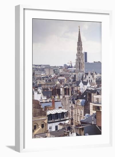 The Rooftops and Spire of the Town Hall in the Background, Brussels, Belgium, Europe-Julian Elliott-Framed Photographic Print