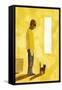 The room where the move-off has finished. A man with a cat, 2017-Hiroyuki Izutsu-Framed Stretched Canvas