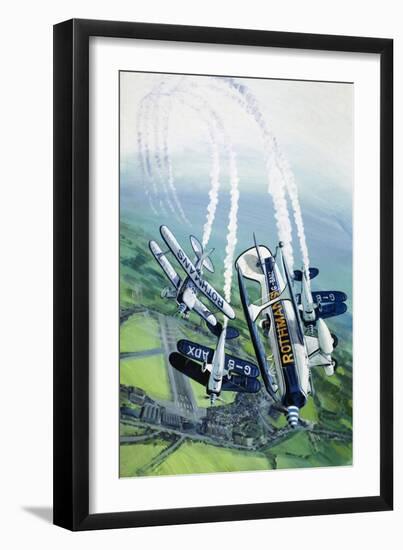 The Rothmans Aerobatics Team Flying in Their Stampe SV4B Biplanes-Wilf Hardy-Framed Giclee Print