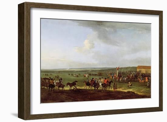 The Round Course at Newmarket, Preparing for the King's Plate, c.1725-Peter Tillemans-Framed Giclee Print