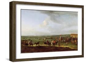 The Round Course at Newmarket, Preparing for the King's Plate, c.1725-Peter Tillemans-Framed Giclee Print