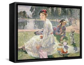 The Round Pond, Kensington Gardens, 1934-Ester Borough Johnson-Framed Stretched Canvas