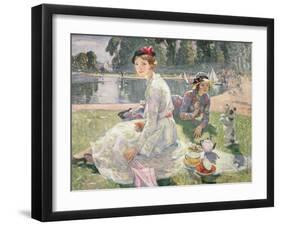 The Round Pond, Kensington Gardens, 1934-Ester Borough Johnson-Framed Giclee Print