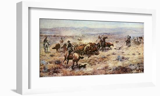 The Round-Up-Charles Marion Russell-Framed Art Print