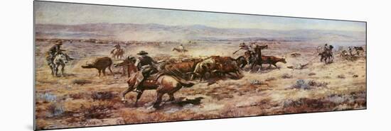 The Round-Up-Charles Marion Russell-Mounted Premium Giclee Print