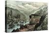 The Route to California. Truckee River, Sierra Nevada. Central Pacific Railway, 1871-Currier & Ives-Stretched Canvas