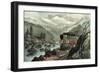 The Route to California. Truckee River, Sierra Nevada. Central Pacific Railway, 1871-Currier & Ives-Framed Giclee Print