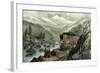 The Route to California. Truckee River, Sierra Nevada. Central Pacific Railway, 1871-Currier & Ives-Framed Giclee Print