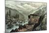 The Route to California. Truckee River, Sierra Nevada. Central Pacific Railway, 1871-Currier & Ives-Mounted Giclee Print