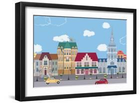 The Row of Old Houses All Buildings are Very Detailed and Separate Objects-Milovelen-Framed Art Print