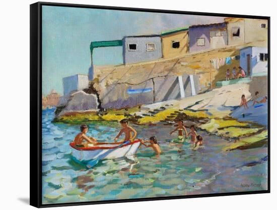 The Rowing Boat, Valetta, Malta, 2015-Andrew Macara-Framed Stretched Canvas