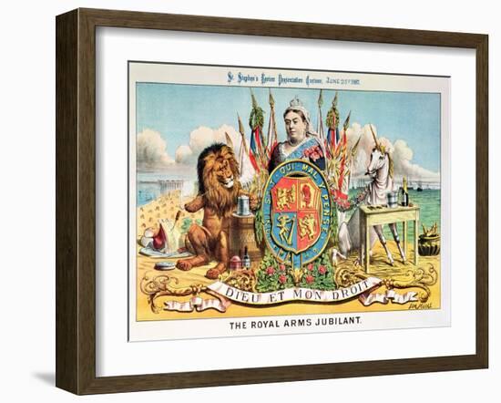 The Royal Arms Jubilant, from "St. Stephen's Review Presentation Cartoon," 25 June 1887-Tom Merry-Framed Giclee Print