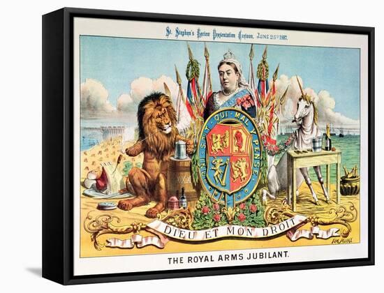 The Royal Arms Jubilant, from "St. Stephen's Review Presentation Cartoon," 25 June 1887-Tom Merry-Framed Stretched Canvas