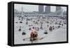 The Royal Barge Gloriana leads the Diamond Jubilee Thames River Pageant-Associated Newspapers-Framed Stretched Canvas