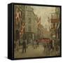 The Royal Danish Lifeguards Marching Through Ostergade, Copenhagen-Paul Fischer-Framed Stretched Canvas