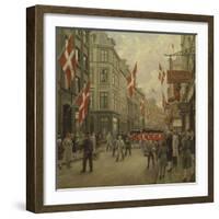 The Royal Danish Lifeguards Marching Through Ostergade, Copenhagen-Paul Fischer-Framed Giclee Print